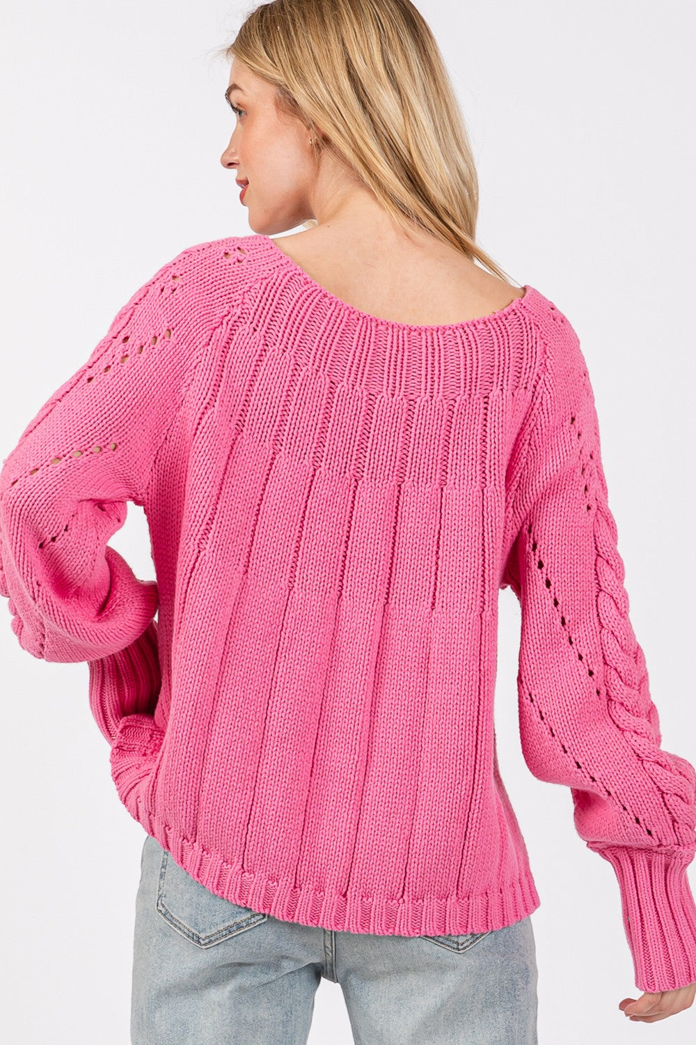 SAGE + FIG Cable-Knit Long Sleeve Sweater Shirt Apparel Clothing Tops SAGE+FIG Ship from USA Shirts USA Women Trendsi https://www.cyberehub.com