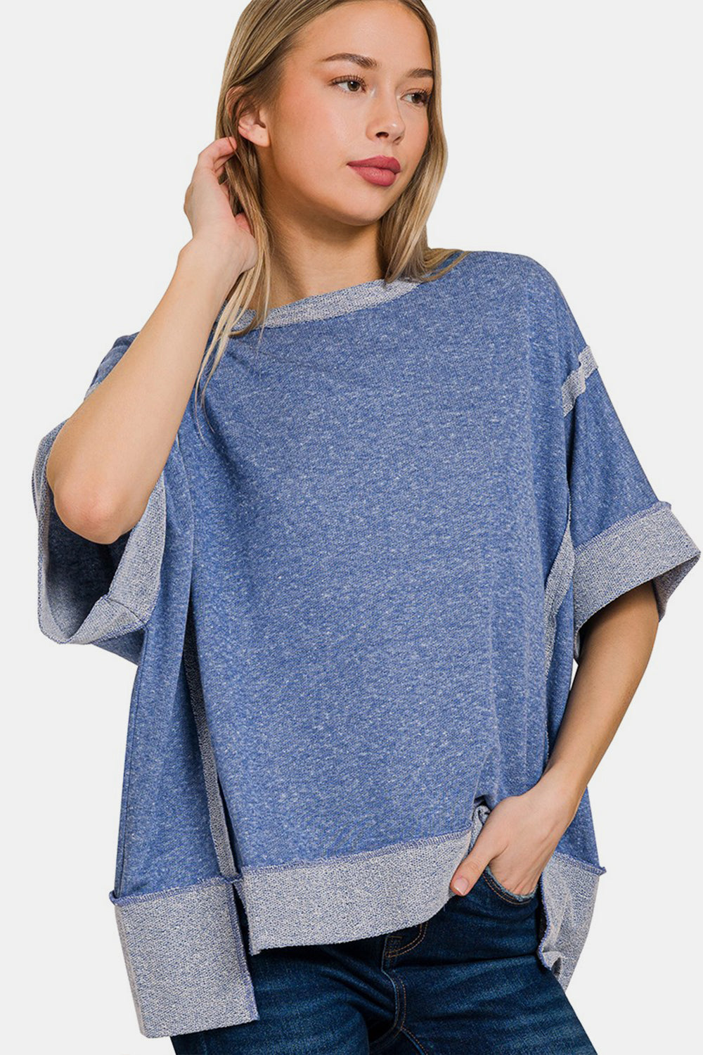 Zenana Contrast Trim Drop Shoulder T-Shirt Apparel/Tops Memorial Day Sale Ship from USA TikTok Tops Trendsi USPS Walmart Walmart Apparel Zenana Trendsi https://www.cyberehub.com