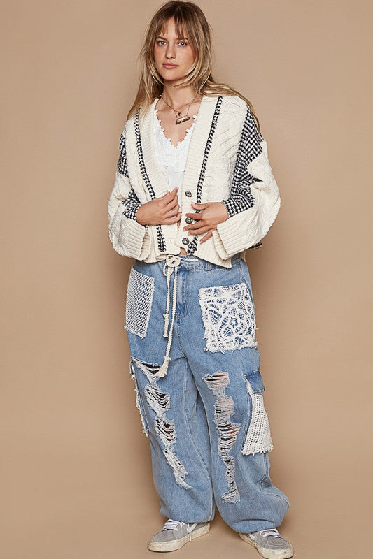 POL Cable-Knit Plaid V-Neck Button Up Cardigan Apparel Apparel POL Ship from USA TikTok Trendsi Trendsi https://www.cyberehub.com