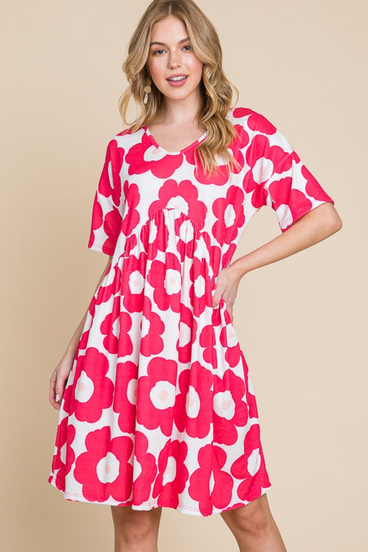BOMBOM Flower Print Ruched Dress Fuchsia Apparel/Dress BOMBOM Dress Memorial Day Sale Ship from USA TikTok Trendsi USPS Walmart Walmart Apparel Trendsi https://www.cyberehub.com