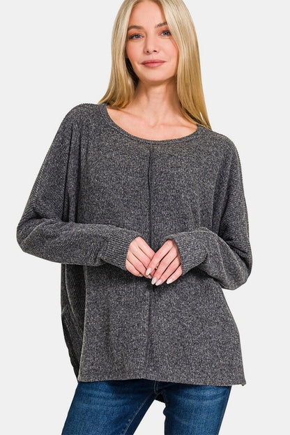 Zenana High-Low Side Slit Round Neck T-Shirt Black Apparel/Tops Ship from USA TikTok Tops Trendsi USPS Walmart Walmart Apparel Zenana Trendsi https://www.cyberehub.com