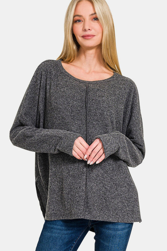 Zenana High-Low Side Slit Round Neck T-Shirt Black Apparel/Tops Ship from USA TikTok Tops Trendsi USPS Walmart Walmart Apparel Zenana Trendsi https://www.cyberehub.com