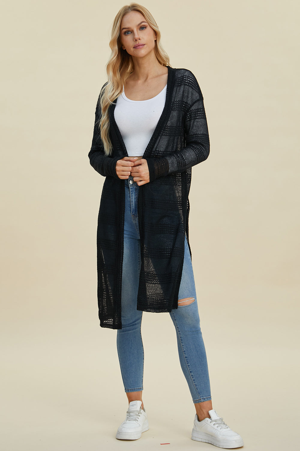Double Take Full Size Open Front Longline Cardigan Shirt Apparel Clothing Tops Double Take Ship from USA Shirts USA Women Trendsi https://www.cyberehub.com