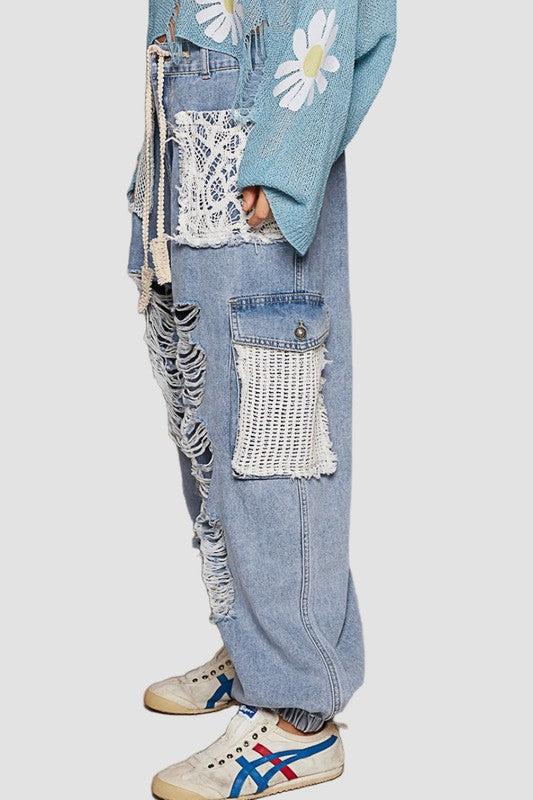POL Crochet Patch Distressed Washed Jeans Apparel Apparel POL Ship from USA TikTok Trendsi Trendsi https://www.cyberehub.com