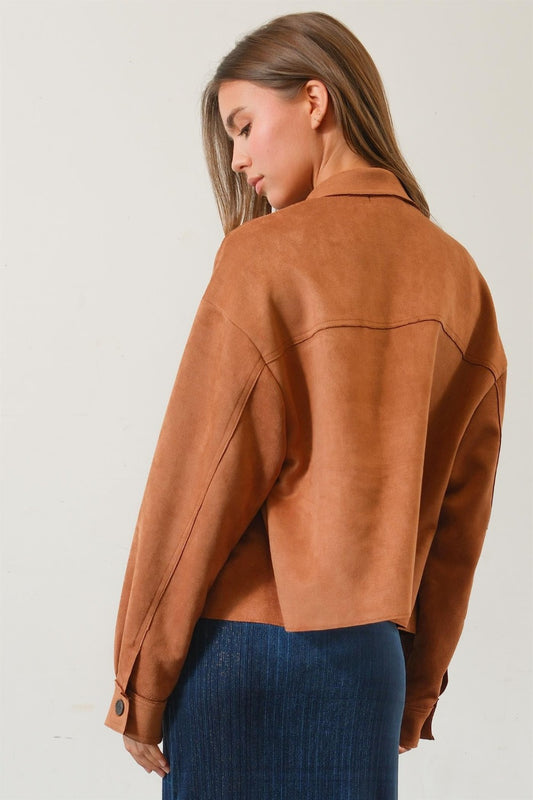 HYFVE Suede Button Down Cropped Jacket Shirt Apparel Clothing Tops HYFVE Ship from USA Shirts USA Women Trendsi https://www.cyberehub.com