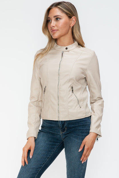 Snobbish PU Leather Zip Up Jacket with Pockets Tops/Jackets/Sweaters Clothing Tops Ship from USA Snobbish TikTok Trendsi USPS Walmart Trendsi https://www.cyberehub.com