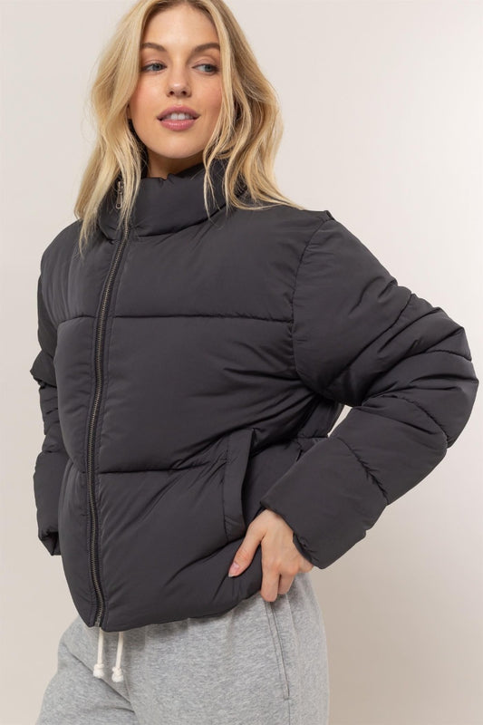 HYFVE Quilted Back Drawstring Puffer Jacket Black Shirt Apparel Clothing Tops HYFVE Ship from USA Shirts USA Women Trendsi https://www.cyberehub.com