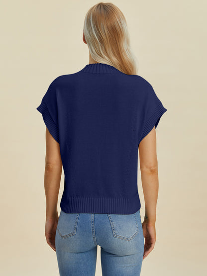 Double Take Full Size Mock Neck Short Sleeve Sweater Shirt Apparel Clothing Tops Double Take Ship from USA Shirts USA Women Trendsi https://www.cyberehub.com