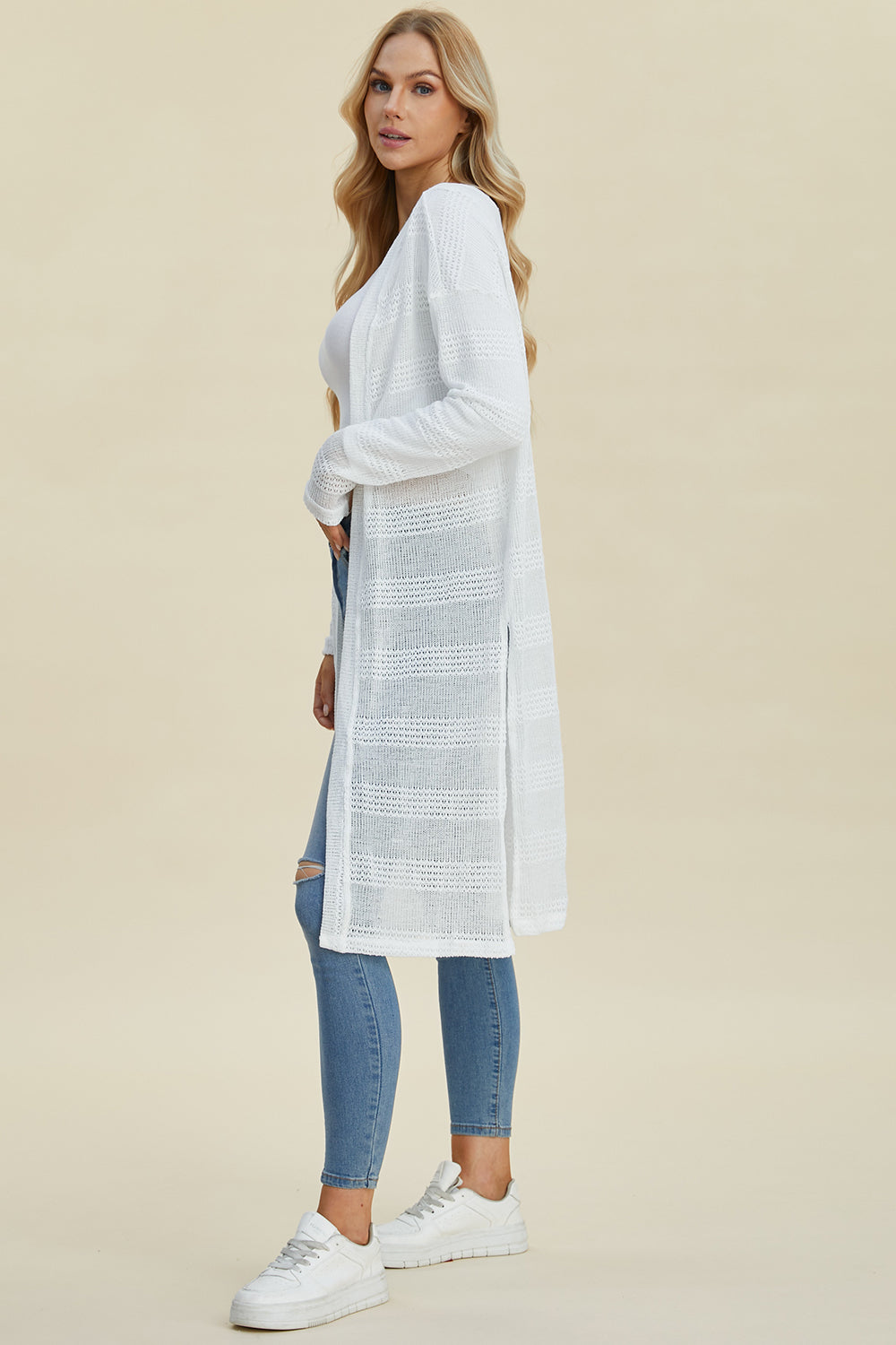 Double Take Full Size Open Front Longline Cardigan Shirt Apparel Clothing Tops Double Take Ship from USA Shirts USA Women Trendsi https://www.cyberehub.com