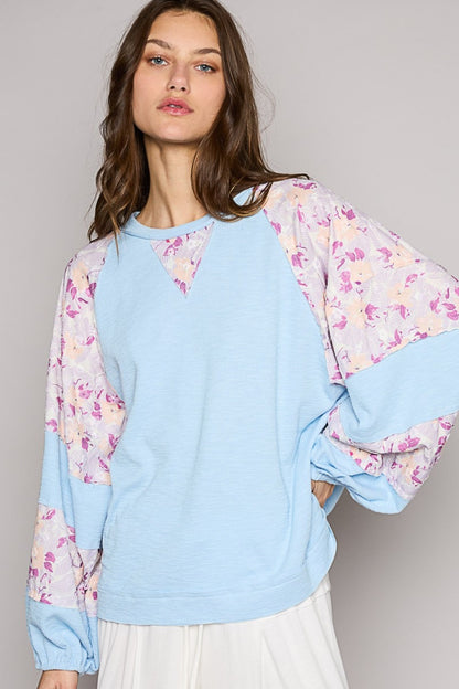 POL Round Neck Balloon Floral Long Sleeve Top Sky Blue Multi Apparel/Tops POL Ship from USA TikTok Tops Trendsi USPS Walmart Walmart Apparel Trendsi https://www.cyberehub.com