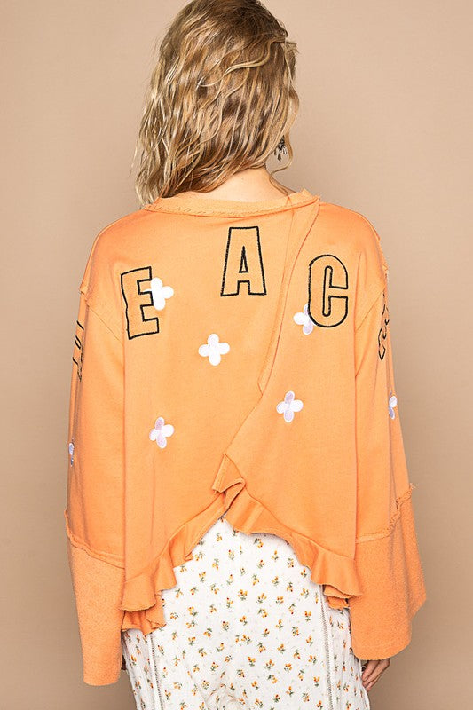 POL Peace Embroidered Exposed Seam Back Ruffle V-Neck Top Apparel Apparel POL Ship from USA TikTok Trendsi Trendsi https://www.cyberehub.com