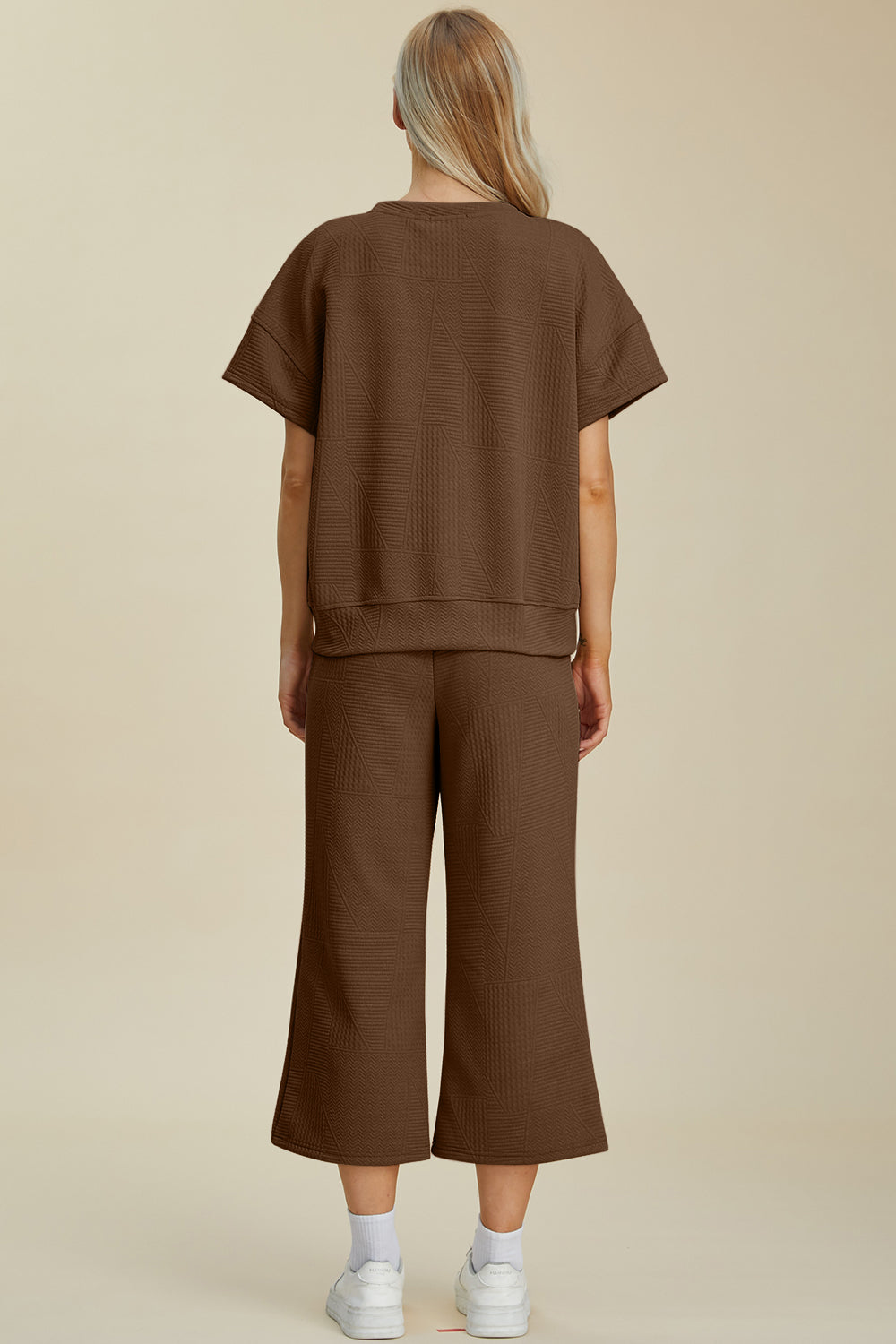 Double Take Full Size Texture Round Neck Top and Pants Set Tops/Jackets/Sweaters Clothing Tops Double Take Ship from USA TikTok Trendsi USPS Walmart Trendsi https://www.cyberehub.com