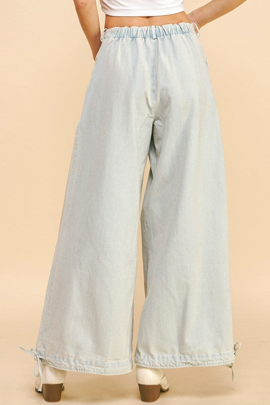 Davi & Dani Drawstring Hem Wide Leg Mid Rise Jeans Apparel Apparel Davi & Dani Ship from USA TikTok Trendsi Trendsi https://www.cyberehub.com