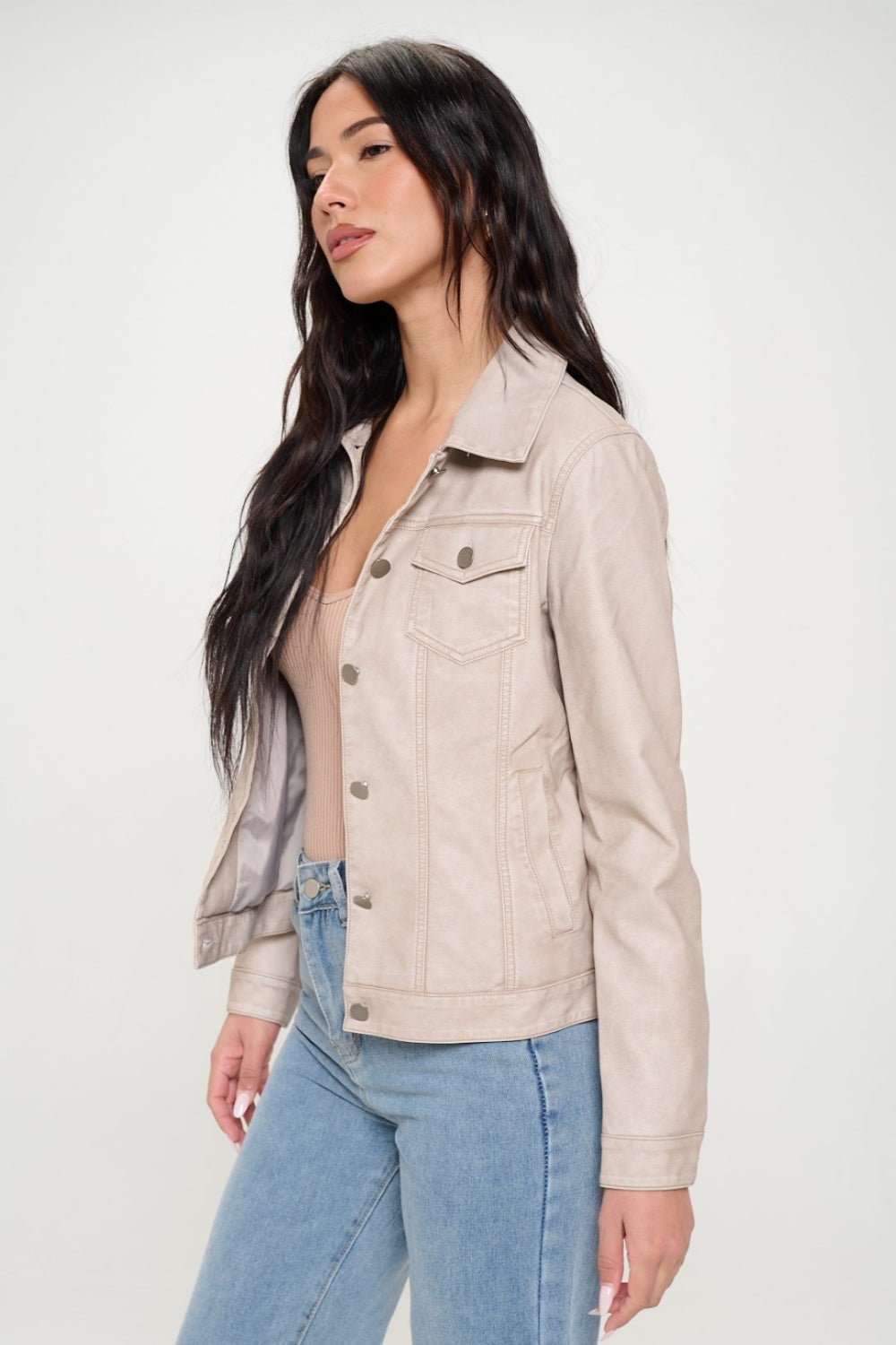 Coalition LA Button Down Cargo Vegan Leather Shacket Cream Shirt Apparel Clothing Tops Coalition LA Ship from USA Shirts USA Women Trendsi https://www.cyberehub.com