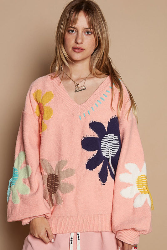 POL V-Neck Long Sleeve Flower Fringe Sweater Tops/Jackets/Sweaters Clothing Tops POL Ship from USA TikTok Trendsi USPS Walmart Trendsi https://www.cyberehub.com