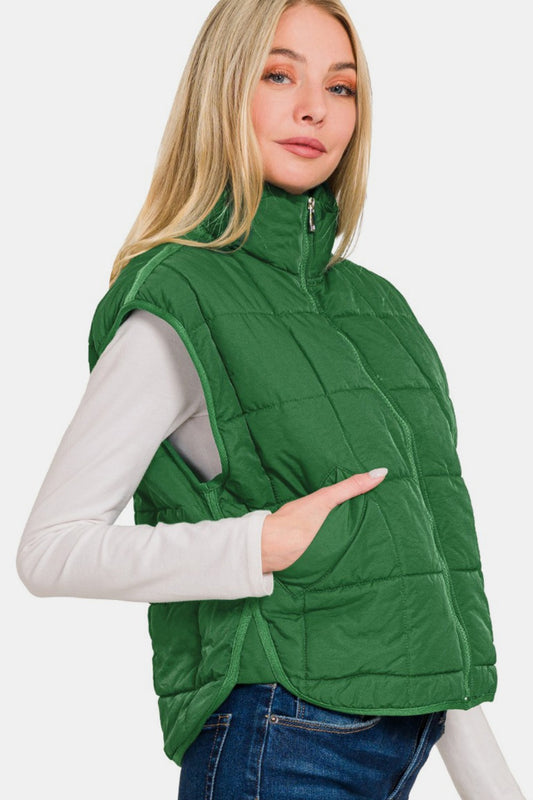 Zenana Zip Up Cropped Puffer Vest with Pockets Tops/Jackets/Sweaters Clothing Tops Ship from USA TikTok Trendsi USPS Walmart Zenana Trendsi https://www.cyberehub.com