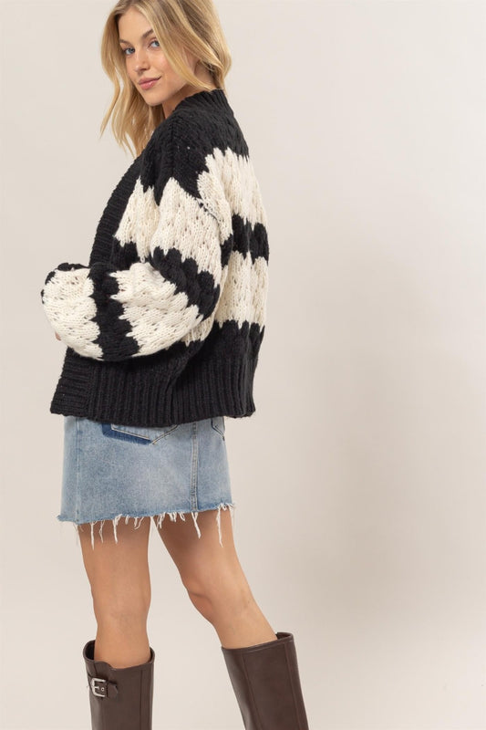 HYFVE Scallop Striped Open Front Long Sleeve Sweater Cardigan Tops/Jackets/Sweaters Clothing Tops HYFVE Ship from USA TikTok Trendsi USPS Walmart Trendsi https://www.cyberehub.com