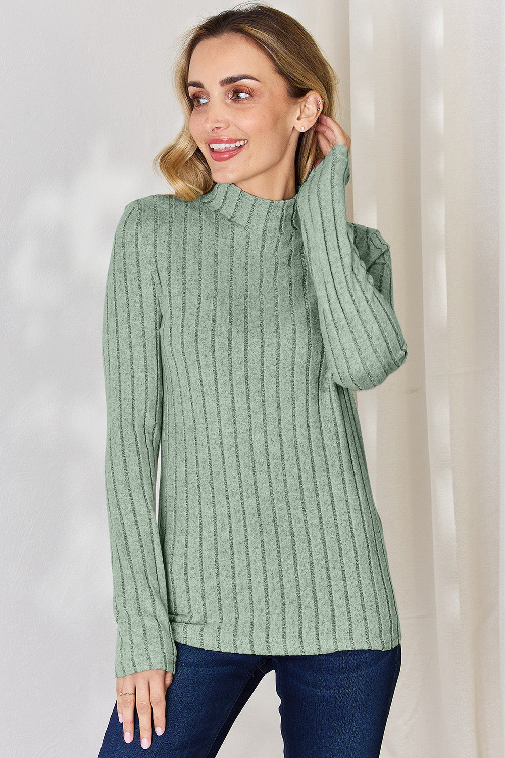 Basic Bae Full Size Ribbed Mock Neck Long Sleeve T-Shirt Apparel/Tops Basic Bae Ship from USA TikTok Tops Trendsi USPS Walmart Walmart Apparel Trendsi https://www.cyberehub.com