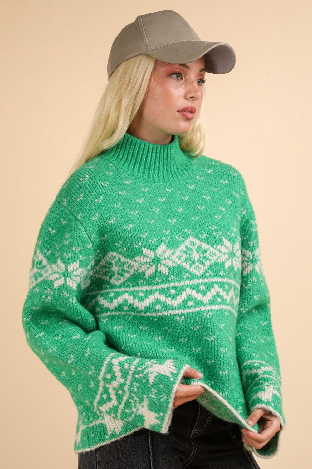 VERY J Christmas Element Mock Neck Long Sleeve Sweater Tops/Jackets/Sweaters Clothing Tops Ship from USA TikTok Trendsi USPS VERY J Walmart Trendsi https://www.cyberehub.com