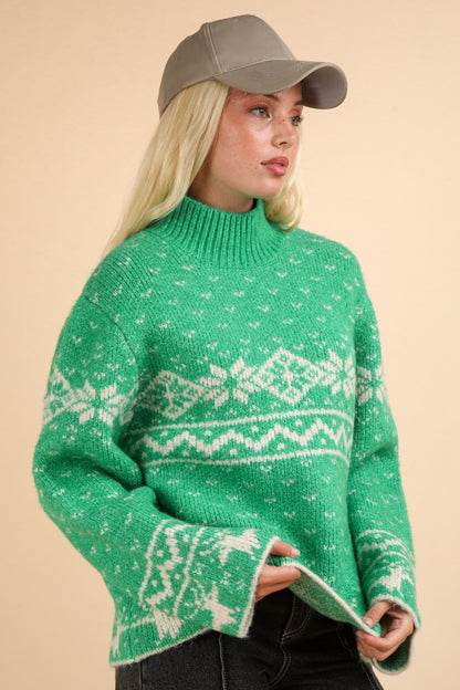 VERY J Christmas Element Mock Neck Long Sleeve Sweater Tops/Jackets/Sweaters Clothing Tops Ship from USA TikTok Trendsi USPS VERY J Walmart Trendsi https://www.cyberehub.com