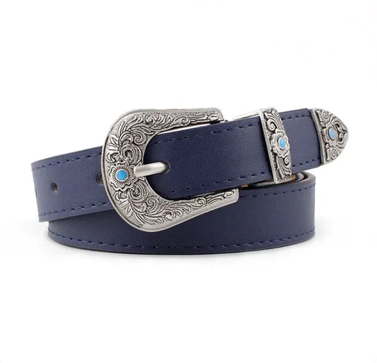 Women's belt with metal carving Navy Blue Belt Apparel Belt Trendsi https://www.cyberehub.com