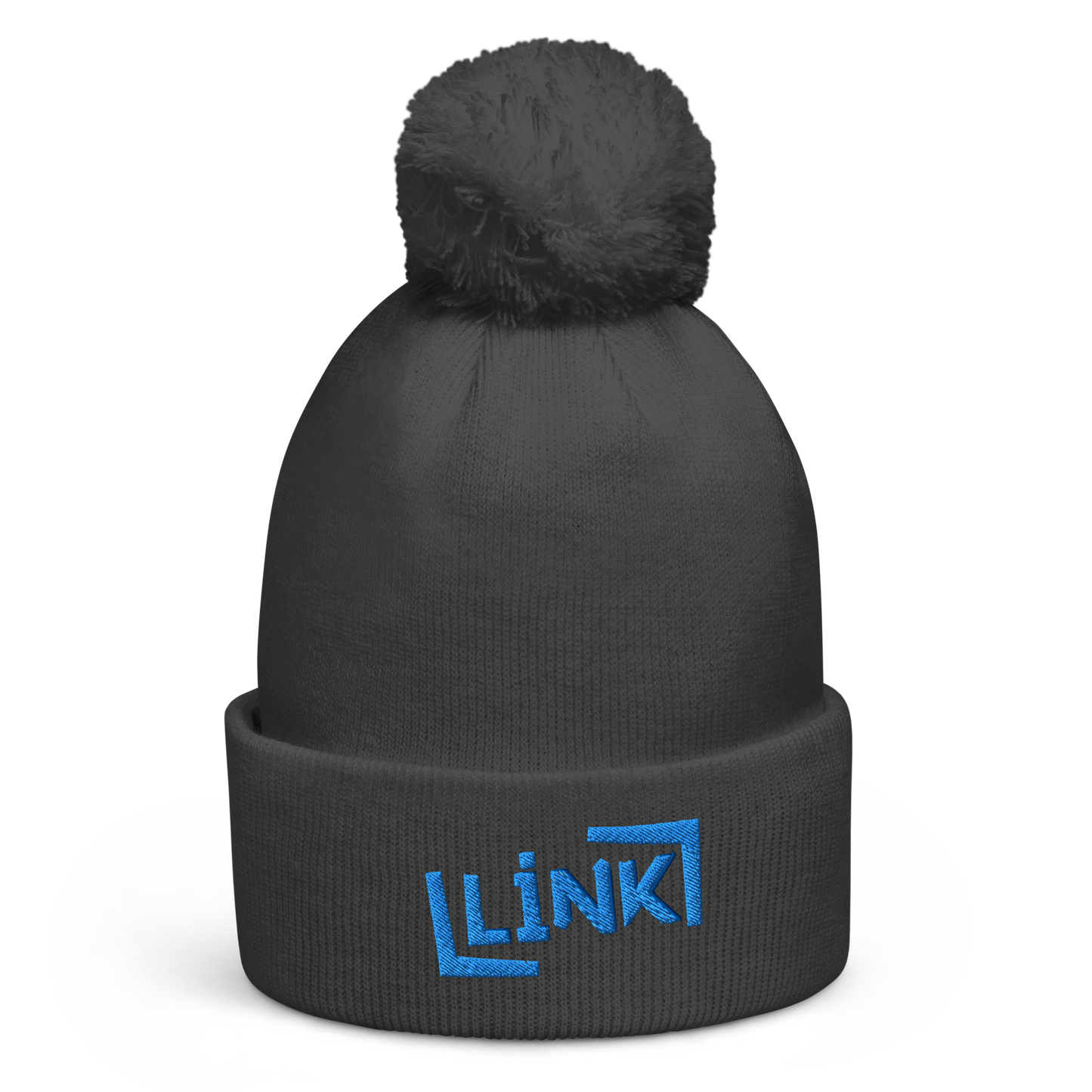 Link - Pom Pom Beanie - Printed, Embroidery Graphite Grey POD Beanie Featured Hat Link Pod Printful EHub Direct Printful https://www.cyberehub.com