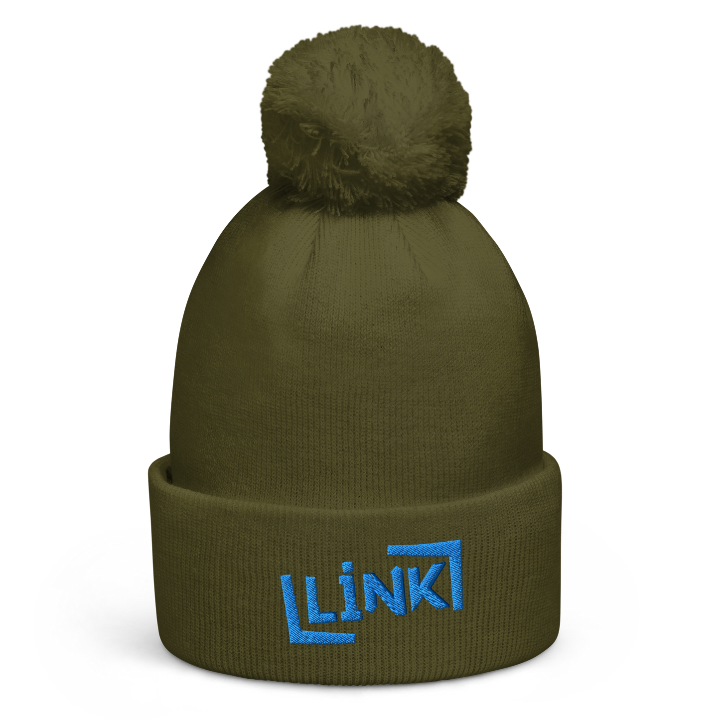Link - Pom Pom Beanie - Printed, Embroidery Moss Green POD Beanie Featured Hat Link Pod Printful EHub Direct Printful https://www.cyberehub.com