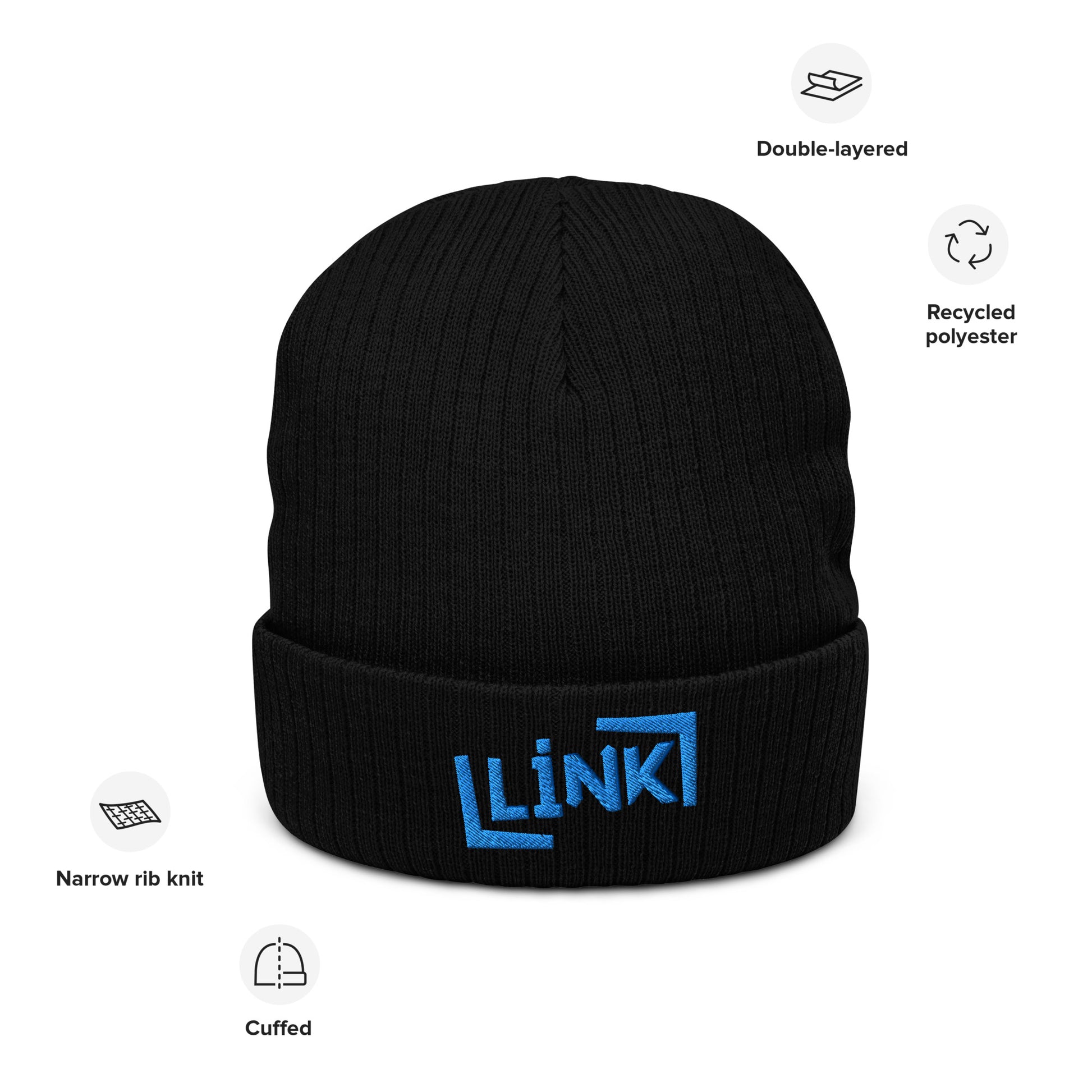 Link - Ribbed Knit Beanie - Printed, Embroidery POD Beanie Featured Hat Link Pod Printful EHub Direct Printful https://www.cyberehub.com