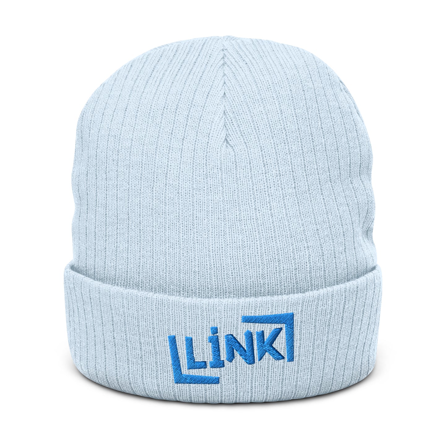 Link - Ribbed Knit Beanie - Printed, Embroidery Light Blue POD Beanie Featured Hat Link Pod Printful EHub Direct Printful https://www.cyberehub.com
